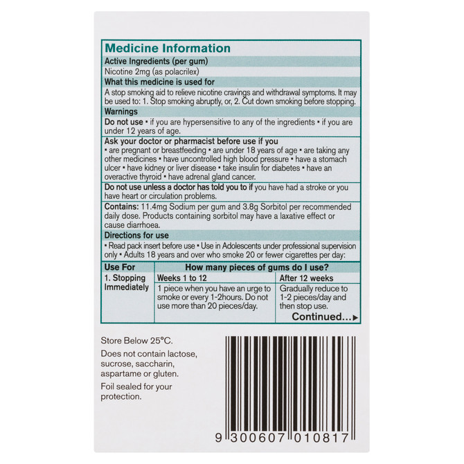 Nicorette Quit Smoking Regular Strength Nicotine Gum Classic 75 Pack