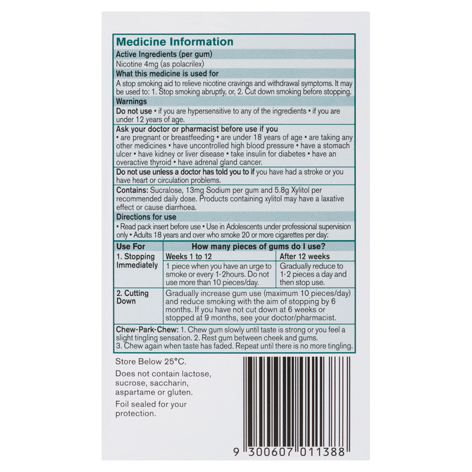 Nicorette Quit Smoking Extra Strength Nicotine Gum Freshfruit 75 Pack