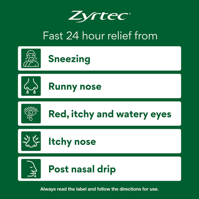 Zyrtec Rapid Acting Hayfever & Allergy Relief Antihistamine Mini Tablets 10mg 80 Pack