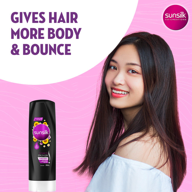 Sunsilk Conditioner for long and healthy-looking hair Longer & Stronger* with biotin and sunflower seed oil 350 ml