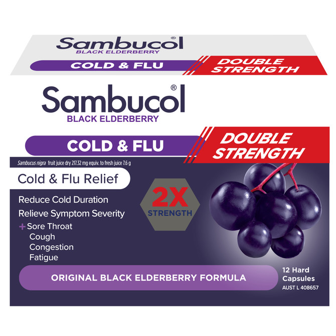 Sambucol Double Strength Cold & Flu Capsules 12s