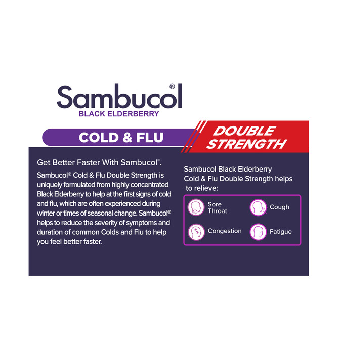 Sambucol Double Strength Cold & Flu Capsules 12s