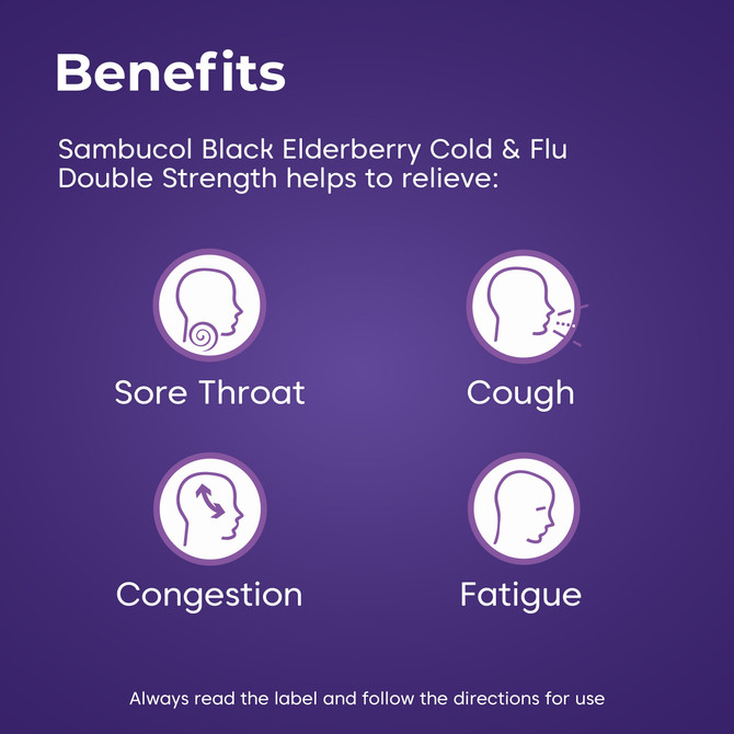 Sambucol Black Elderberry Cold & Flu Double Strength 12 Hard Capsules