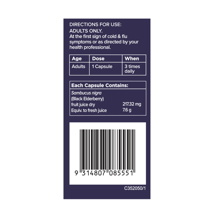 Sambucol Black Elderberry Cold & Flu Double Strength 12 Hard Capsules