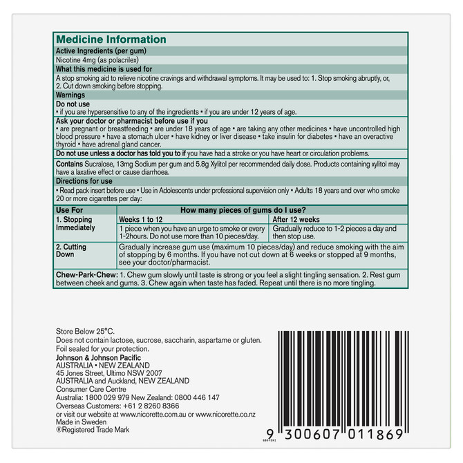 Nicorette Quit Smoking Extra Strength Nicotine Gum Freshfruit 150 Pack