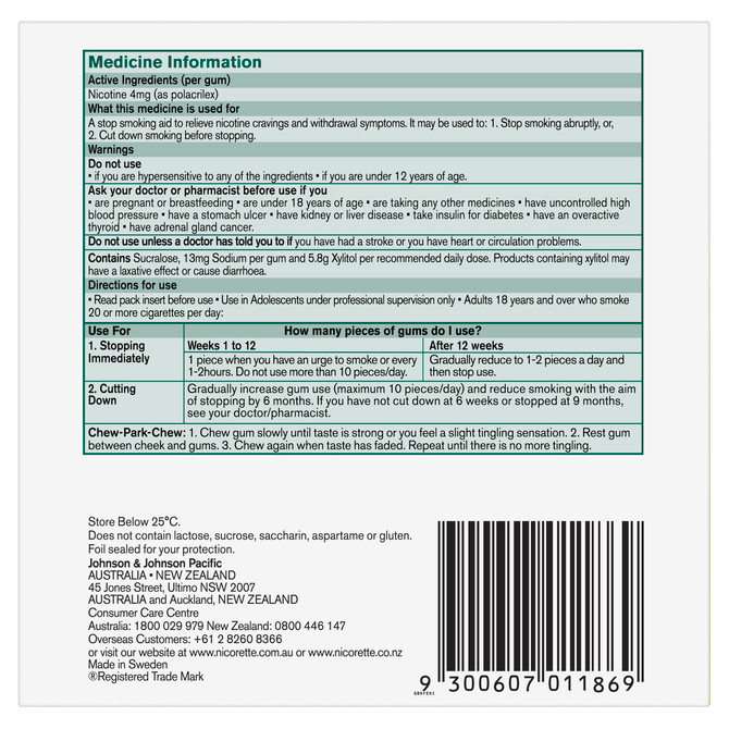 Nicorette Quit Smoking Extra Strength Nicotine Gum Freshfruit 150 Pack