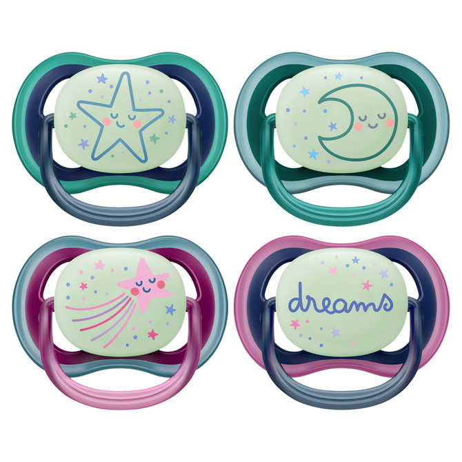 Philips Avent Ultra Air Soother Nighttime Glow, 6-18 months, 2-pack, SCF376/07