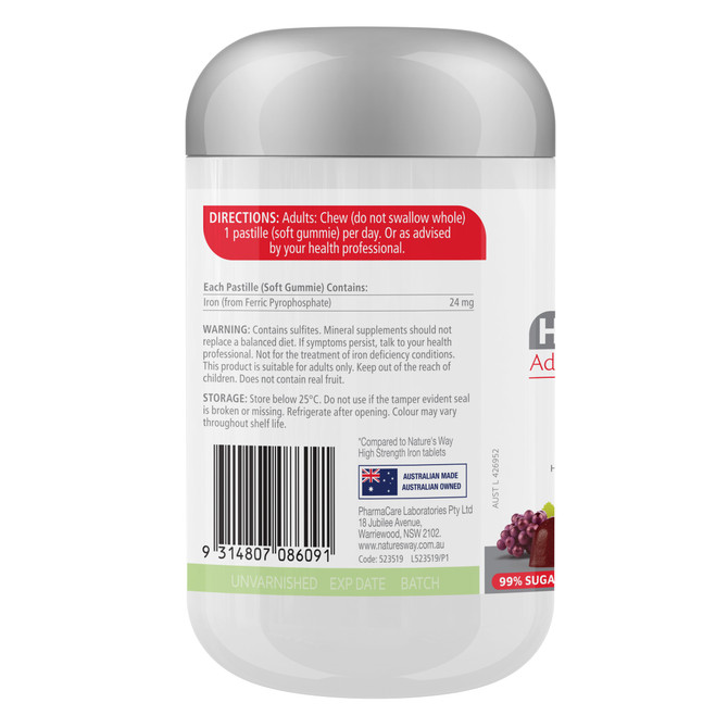 Nature's Way High Strength Adult Vita Gummies Iron 24mg 30