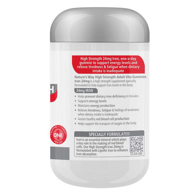 Nature's Way High Strength Adult Vita Gummies Iron 24mg 30