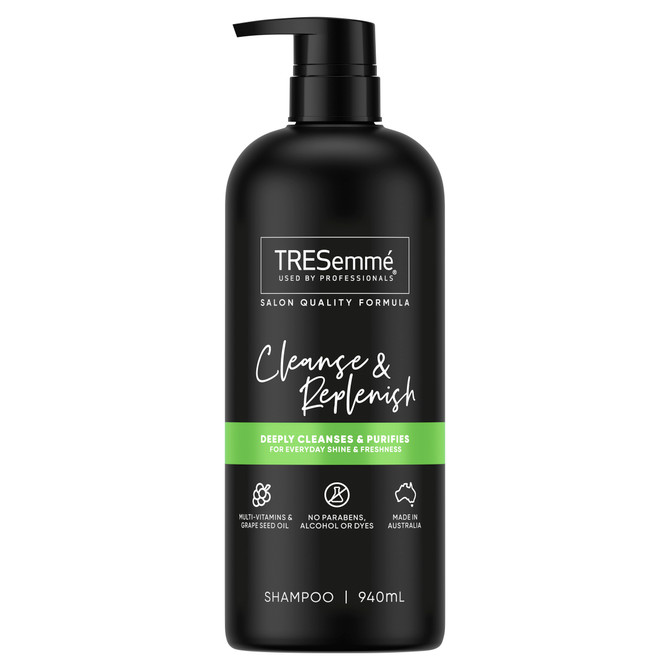 TRESemmé Shampoo nourishes and replenishes oily hair Cleanse & Replenish with multi-vitamins and grape seed oil 940 mL