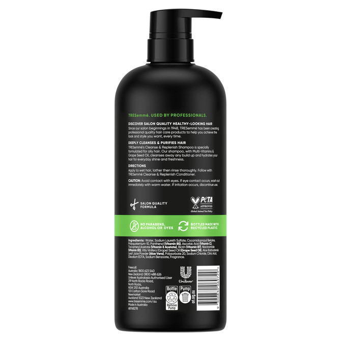 TRESemmé Shampoo nourishes and replenishes oily hair Cleanse & Replenish with multi-vitamins and grape seed oil 940 mL