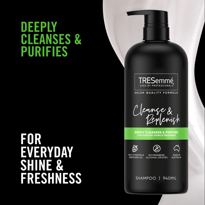 TRESemmé Shampoo nourishes and replenishes oily hair Cleanse & Replenish with multi-vitamins and grape seed oil 940 mL