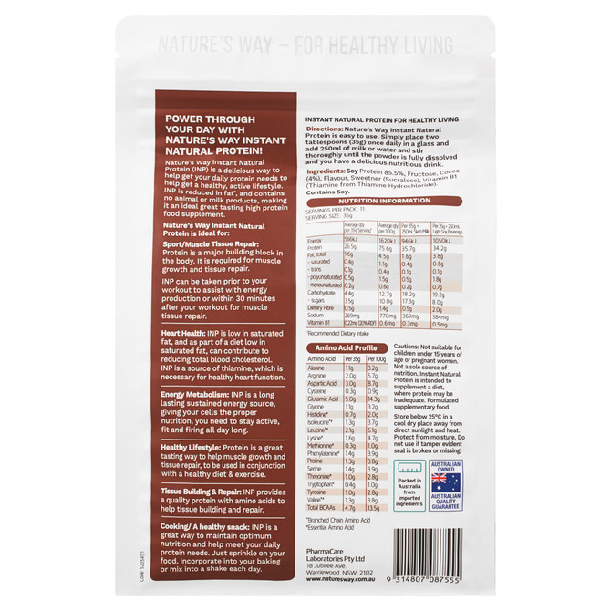 Nature's Way Instant Natural Protein Plant Based Chocolate 400g