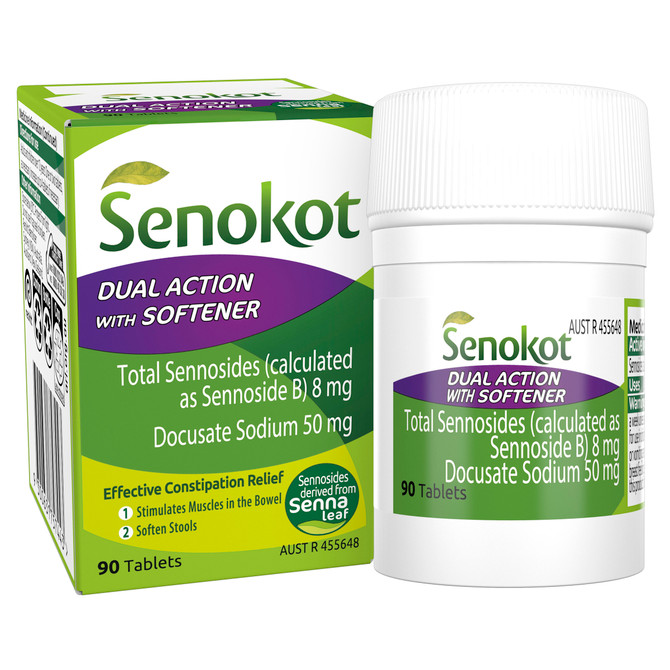 Senokot Dual Action with Softener for Effective Constipation Relief 90 Pack  