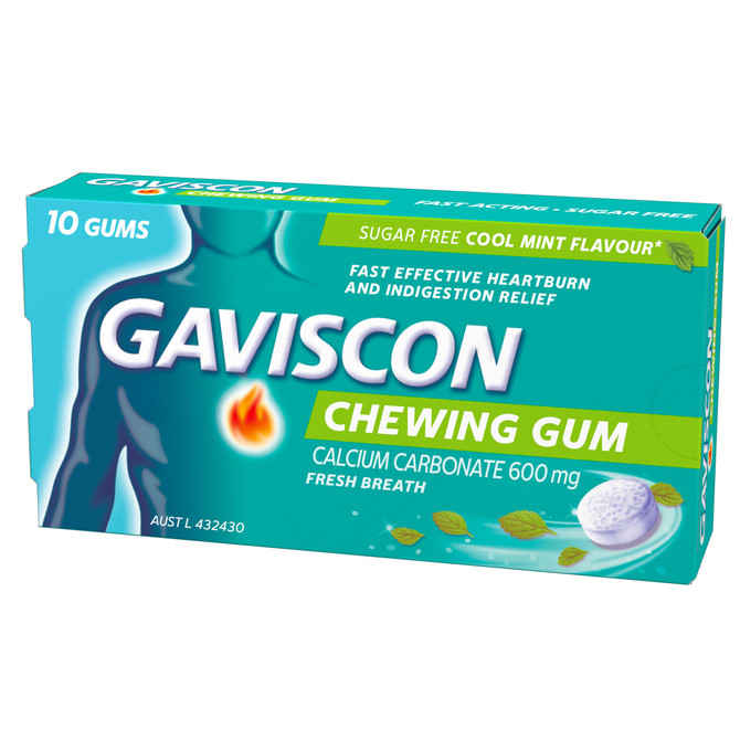 Gaviscon Chewing Gum Heartburn and Indigestion relief Cool Mint Flavour 10 Pack