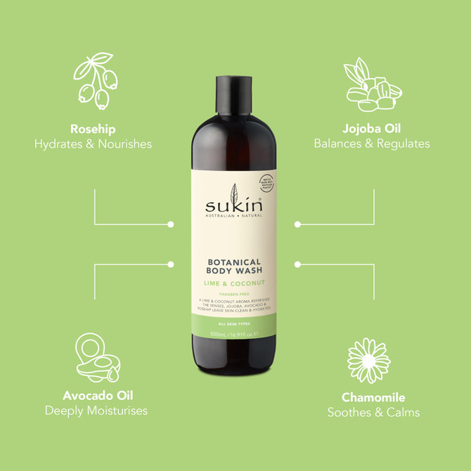 BOTANICAL BODY WASH LIME AND COCONUT 500ML
