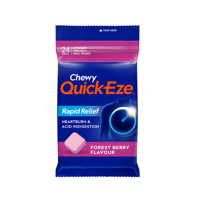 Quick Eze Forest Berry Chewy Rapid Heartburn & Indigestion Relief 8 Pack