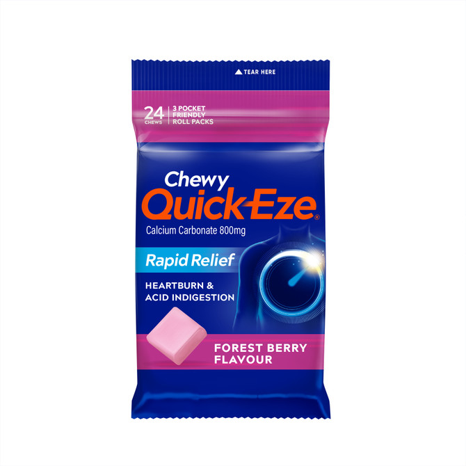 Quick Eze Forest Berry Chewy Rapid Heartburn & Indigestion Relief 8 Pack