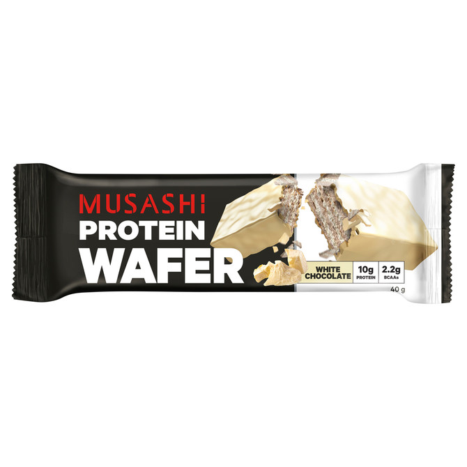 MUSASHI PROTEIN WAFER BAR WHITE CHOC 40G