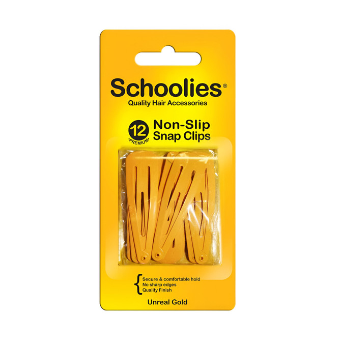 Schoolies Non-Slip Snap Clips 12 Pack - Unreal Gold