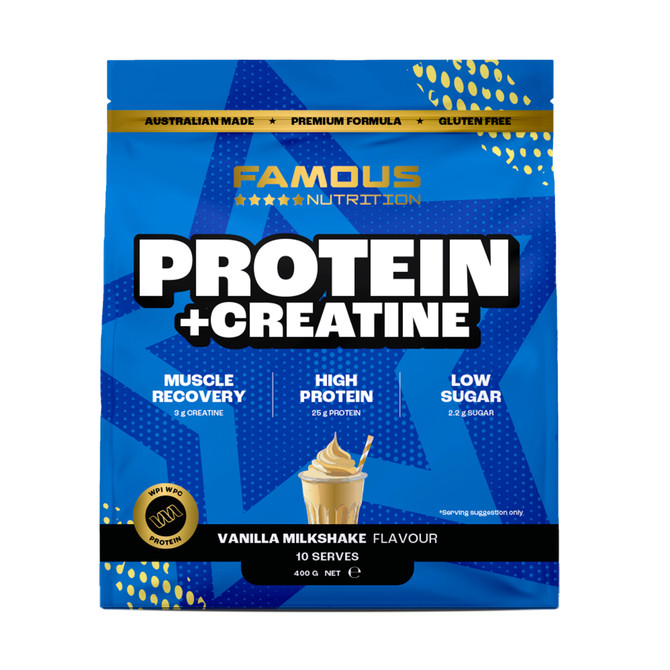 Famous Nutrition Protein + Creatine Vanilla Milkshake Flavour 400g