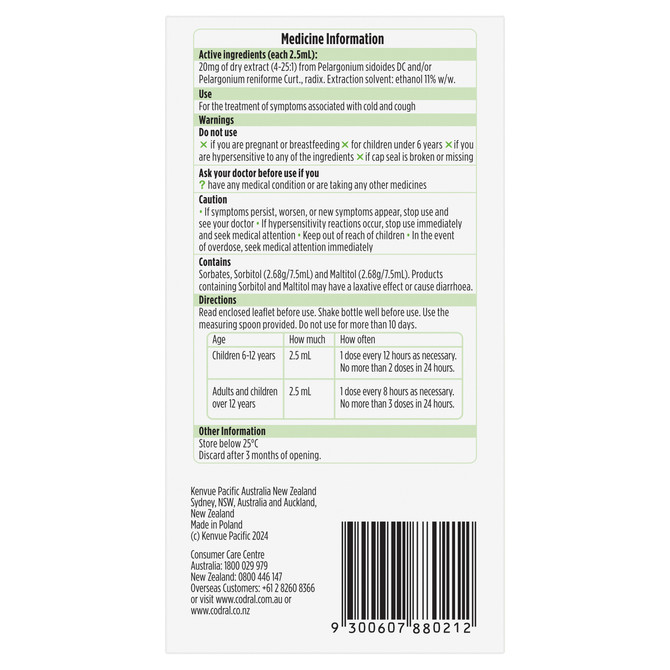 Codral Cold & Cough Pelargonium Root 100mL
