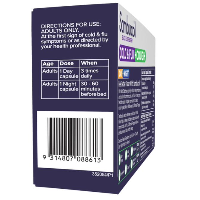 Sambucol Black Elderberry Cold & Flu + Cough Day + Night 24 Capsules