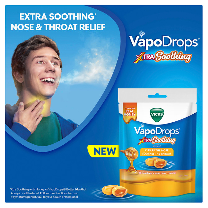 Vicks® VapoDrops® Xtra Soothing 16 Honey Centre Lozenges