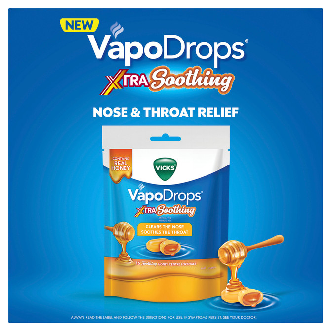 Vicks® VapoDrops® Xtra Soothing 16 Honey Centre Lozenges