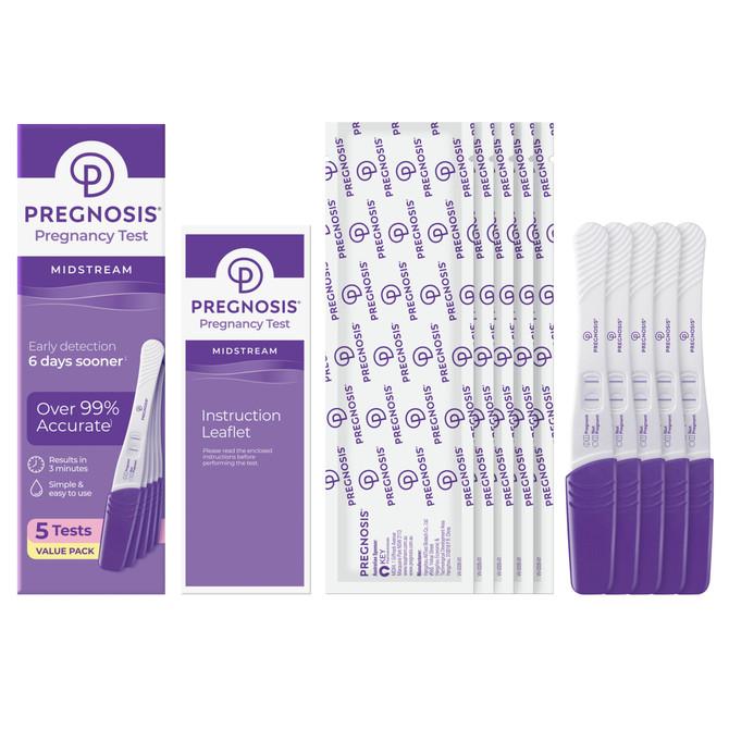 Pregnosis Midstream 5 Pregnancy Tests VALUE PACK
