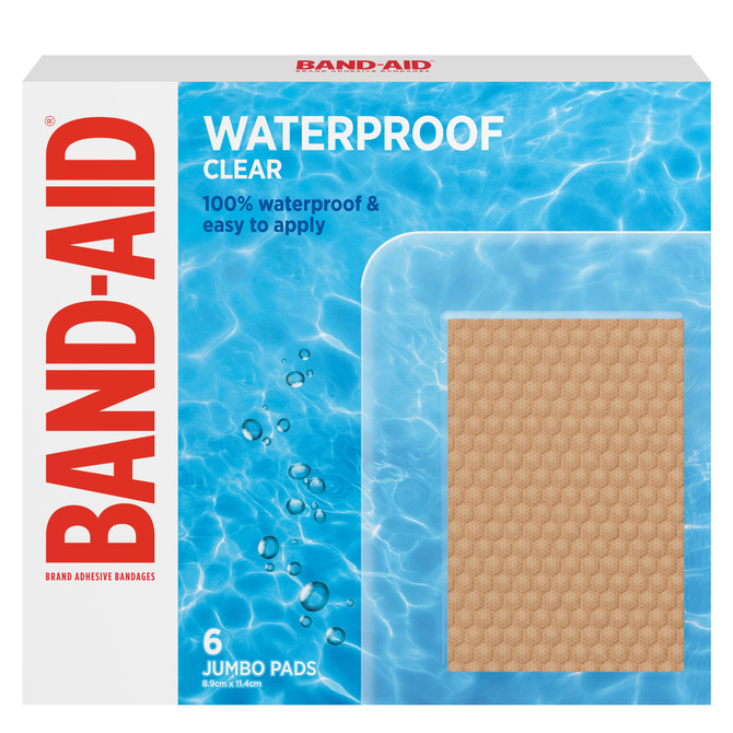 BAND-AID Waterproof Clear XL Pads 6
