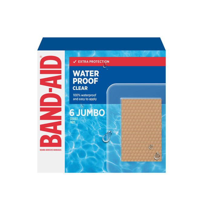 BAND-AID Waterproof Clear Jumbo Pads 6