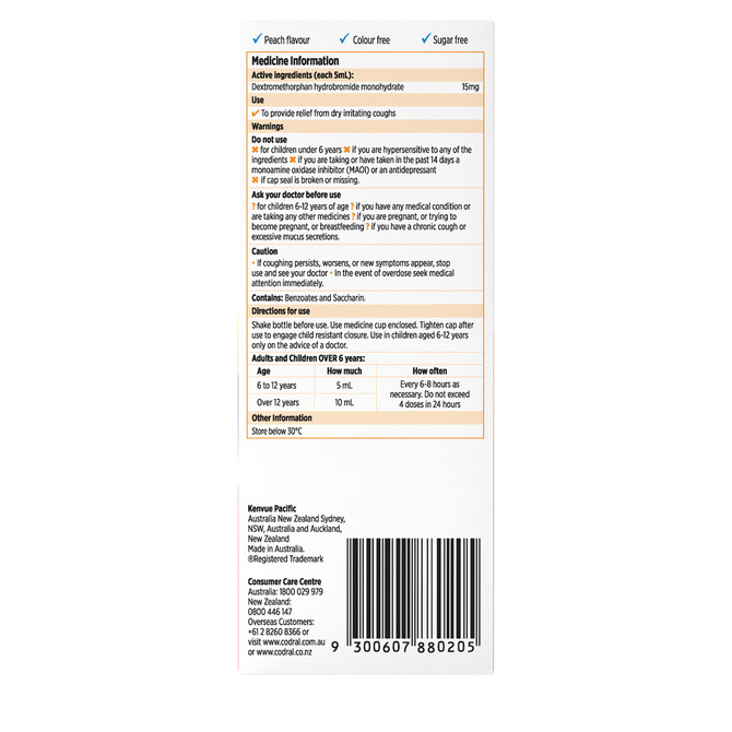 Codral Dry Irritating Cough Forte Strength 200mL