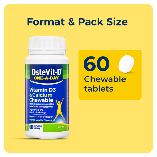 OsteVit-D One-A-Day Vitamin D3 & Calcium Chewable Tablets 60's