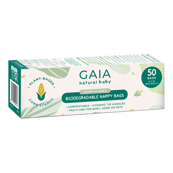 GAIA Natural Baby Biodegradable Nappy Bags 50pk