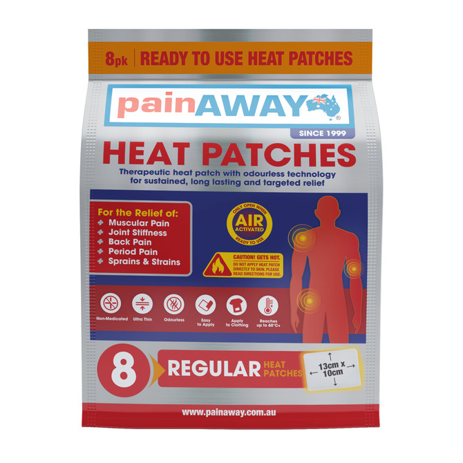 Pain Away Heat Patches Reg x 8 Pack