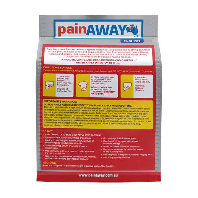 Pain Away Heat Patches Reg x 8 Pack