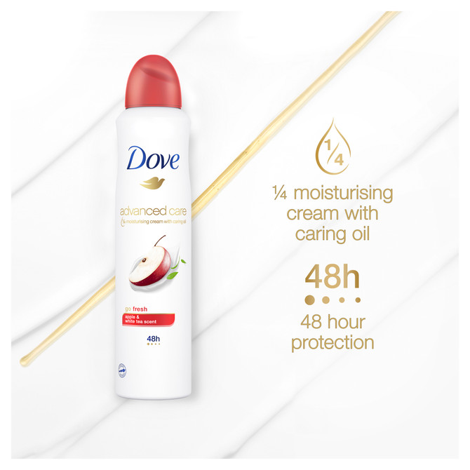Dove Advanced Care Antiperspirant Aerosol Deodorant Go Fresh Apple & White Tea 220mL
