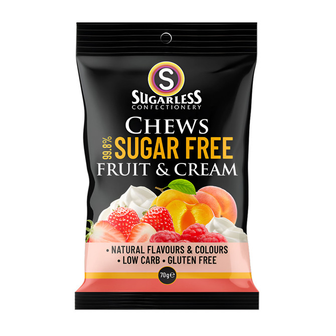 Sugarless Fruit & Cream Chews 70g