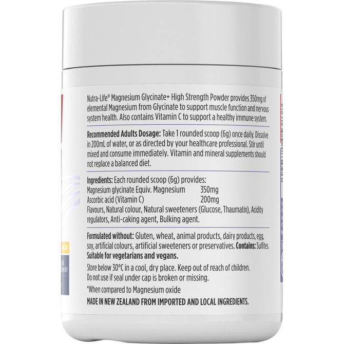 Nutra-Life Magnesium Glycinate+ High Strength Powder Citrus 180G