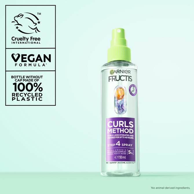 Garnier Fructis Curls Method Hydration Refreshing Spray, Revives curl bounce, 48H Hydration & Definition