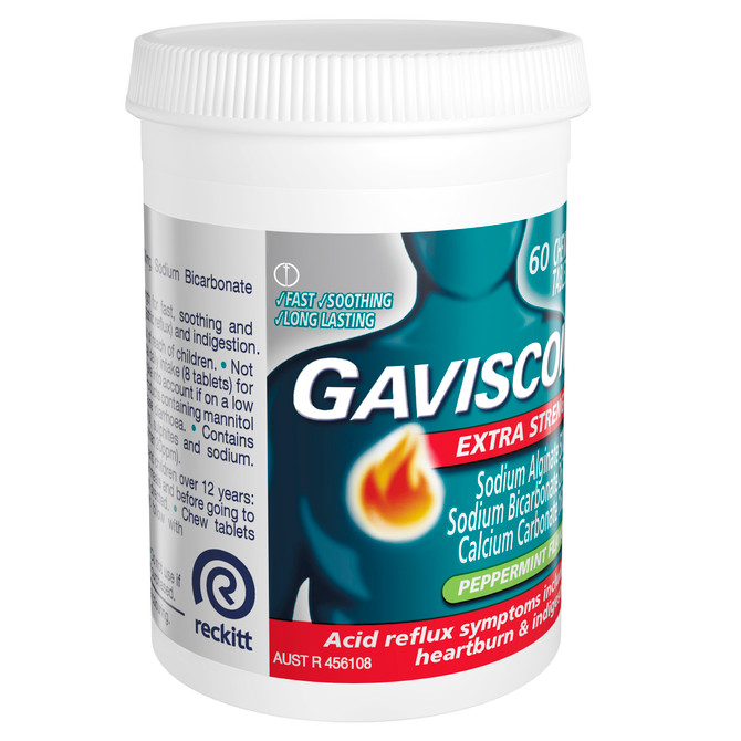 Gaviscon Extra Strength 500mg Chewable Tablets Peppermint 60's