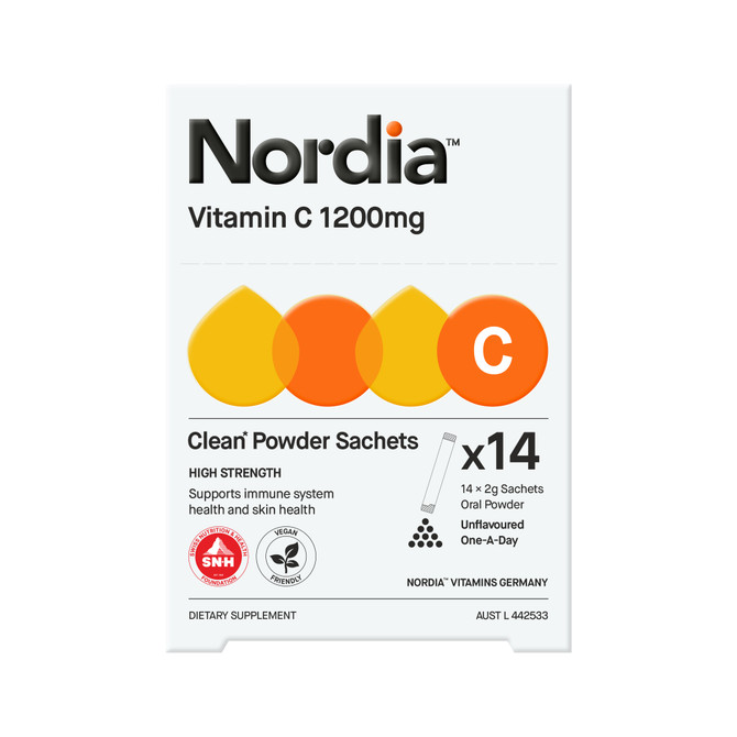 Nordia Vitamin C 1200mg Clean Unflavoured Powder 14 x 2g Sachets