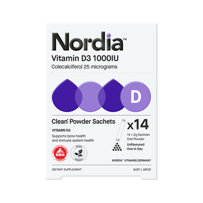 Nordia Vitamin D3 1000IU Clean Unflavoured Powder 14 x 2g Sachets