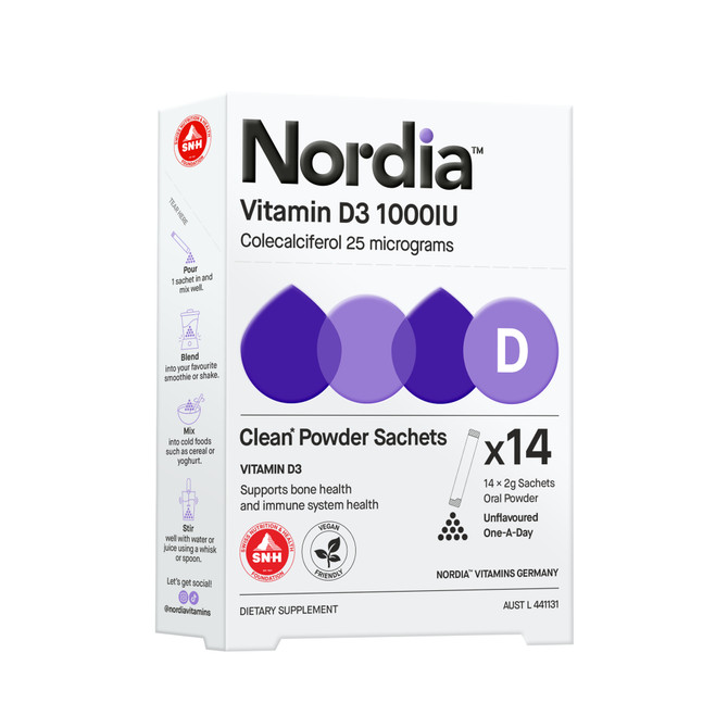 Nordia Vitamin D3 1000IU Clean Unflavoured Powder 14 x 2g Sachets
