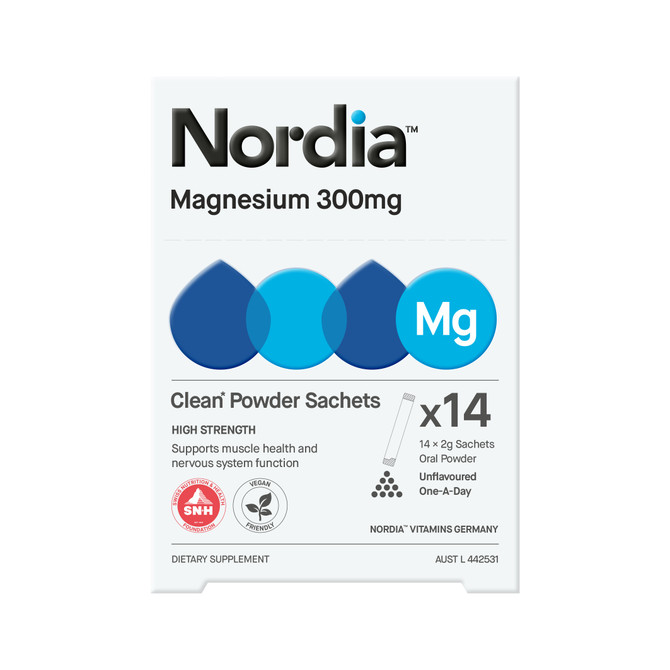 Nordia Magnesium 300mg Clean Unflavoured Powder 14 x 2g Sachets