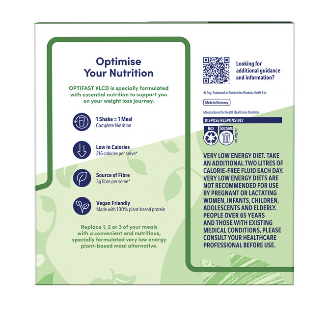 NESTLE HEALTH SCIENCE OPTIFAST VLCD MILKSHAKE HEALTHCARE NUTRITION PLANT BASED CHOCOLATE 10X54G