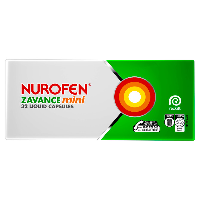Nurofen Zavance Mini Liquid Capsules Ibuprofen 200mg Pain Relief 32s