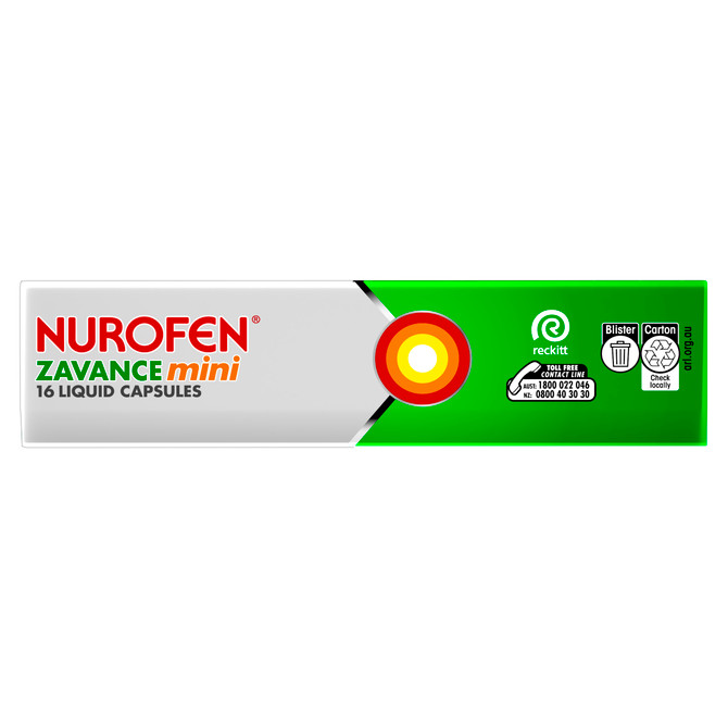 Nurofen Zavance Mini Liquid Capsules Ibuprofen 200mg Pain Relief 16s
