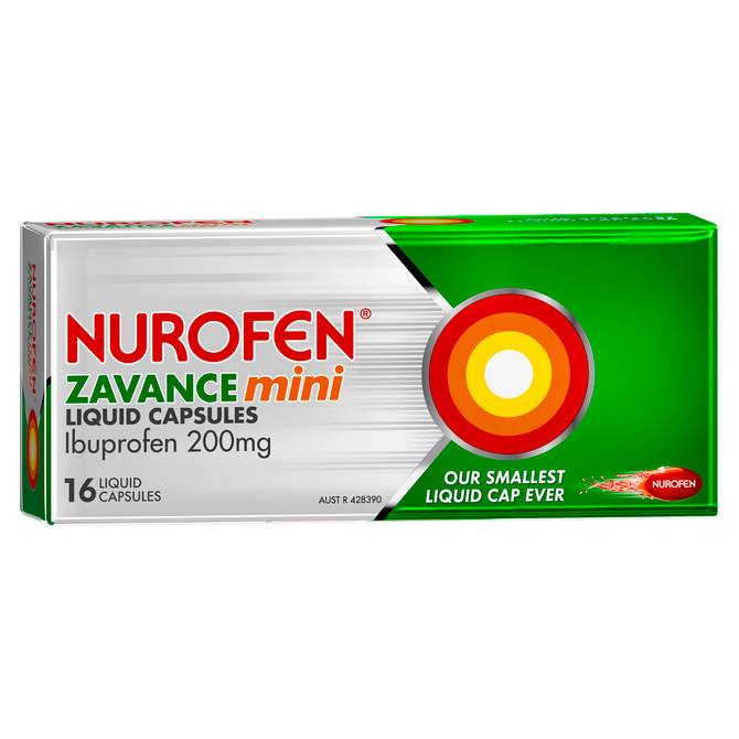 Nurofen Zavance Mini Liquid Capsules Ibuprofen 200mg Pain Relief 16s